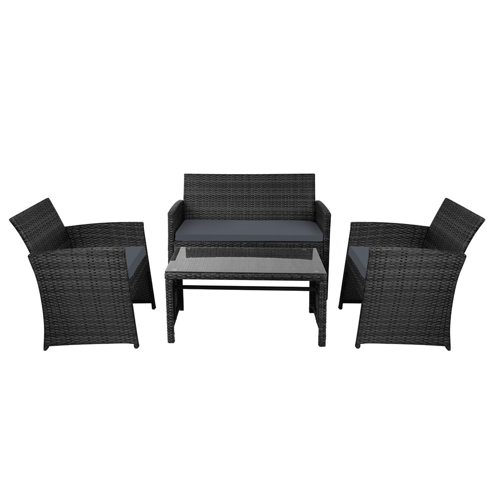 Toorak Luxury 4 Piece Lounge Setting with Storage Cover - Black